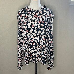 465 - Karl Lagerfeld EUC Black and White Patterned Blouse, Size Large